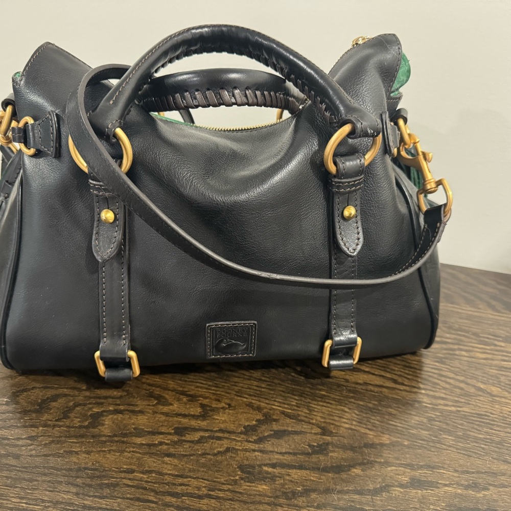 Dooney & Bourke Black Leather Satchel with Gold Hardware size large - Picture 6 of 8